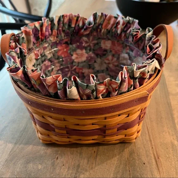 1999 Round Longaberger Ruffle Floral Basket - Picture 5 of 5